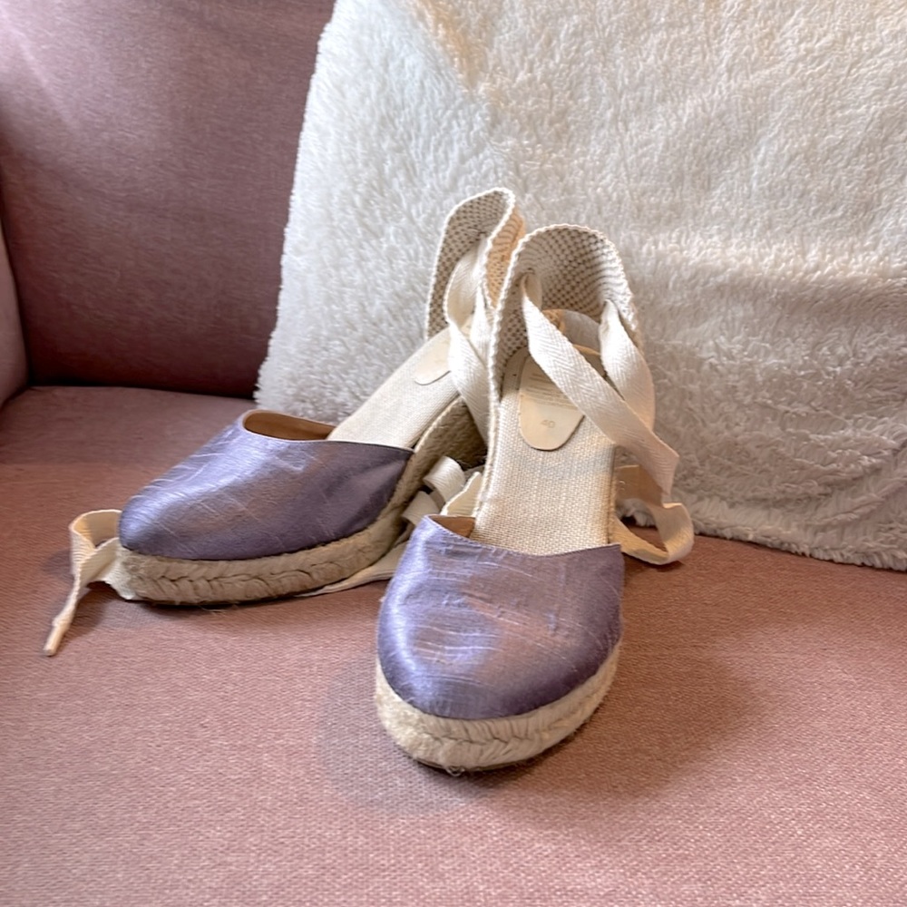 Pinaz Lilac Silk Tie up Espadrilles Size EU 40 (US Size 9-9.5)